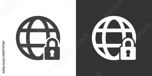 Global Network Security icon. Solid glyph series icon