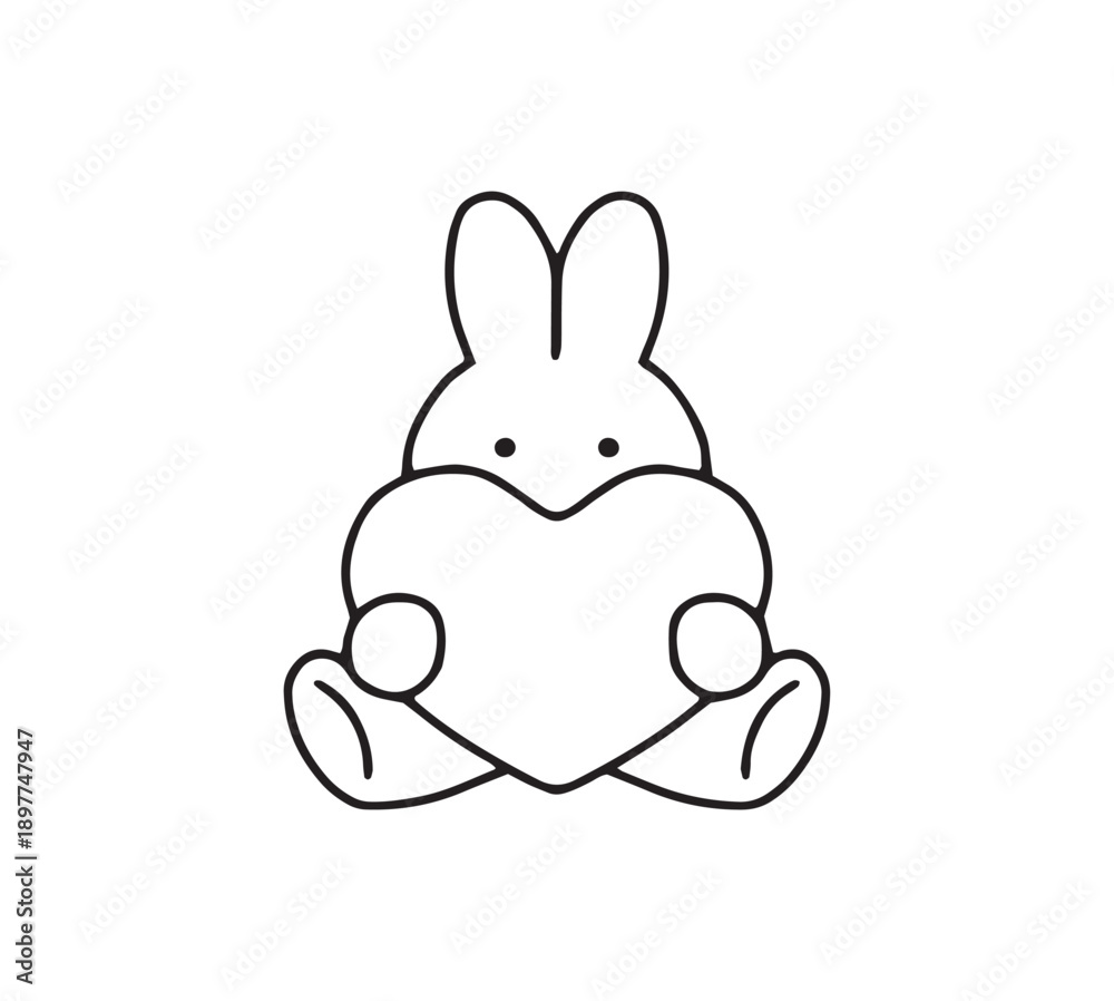 Fototapeta premium 手描きのゆめかわなうさぎのイラスト