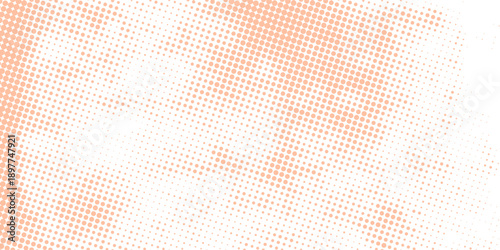 An abstract halftone background with a smooth gradient transition in warm pastel tones. Features evenly spaced circular dots forming a soft radial pattern. vector illustration