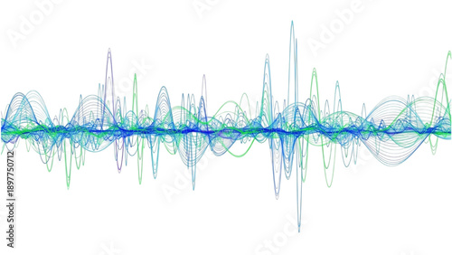 Abstract Sound Waveform Visualization in Blue and Green Hues