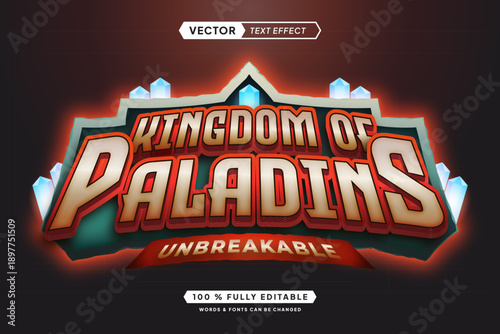 Text effect editable kingdom of paladins 3d gaming cartoon font style