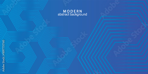 Modern blue abstract geometric background with layered hexagon lines, clean and futuristic minimalist design. simple art. modern background.