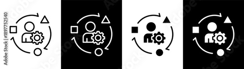 Adaptation white icon set design