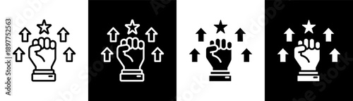 motivation white icon set design
