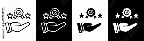 benefit white icon set design