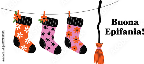 Cute Groundhog Day cartoon character with top hat and wooden sign plus World Cancer Day purple ribbon and Italian Buona Epiphany holiday socks vector.