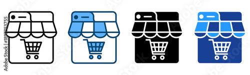Online Shop Icon Multiple Style Vector Collection   