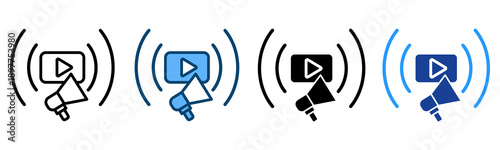 Streaming Icon Multiple Style Vector Collection   