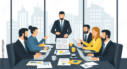 Business Meeting in Modern Office.