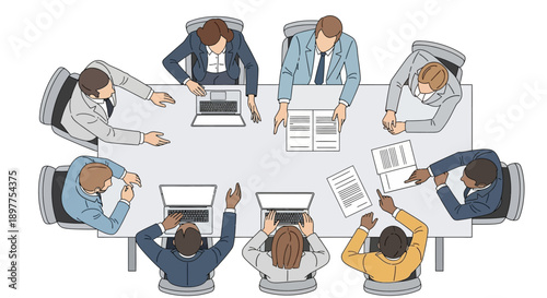 Business Meeting Around Conference Table.