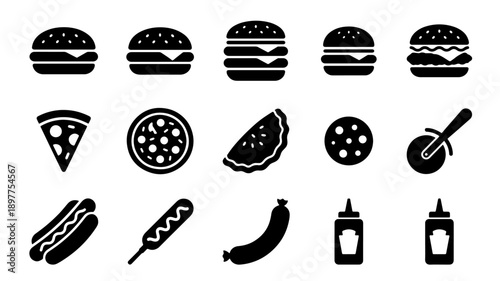 Collection of Fast Food Icons and Illustrations.