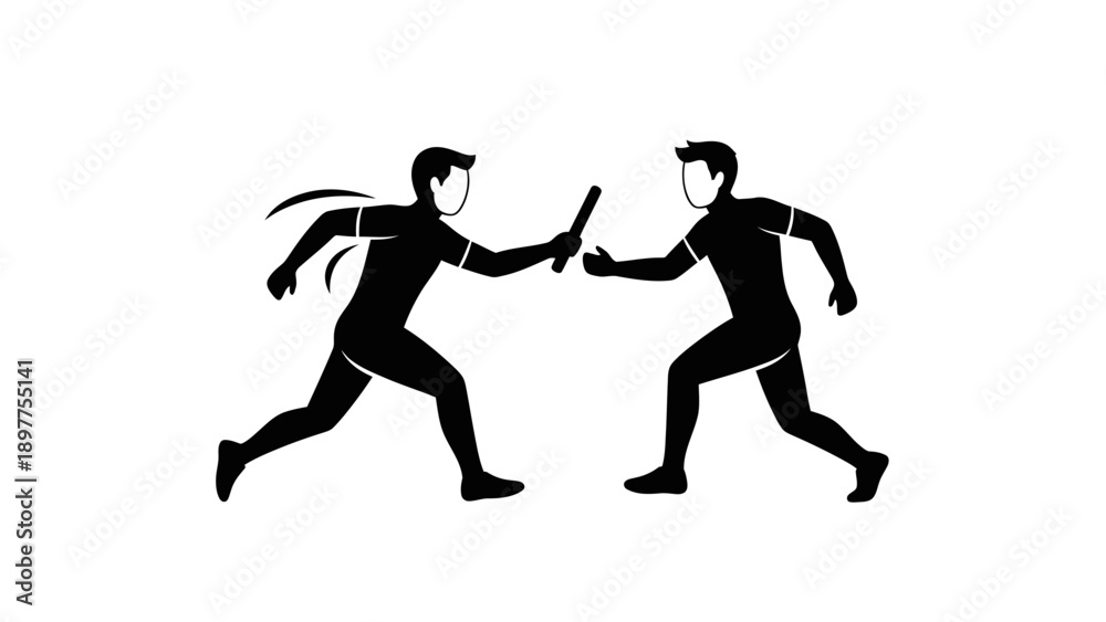 Fototapeta premium Two men running in silhouette style.