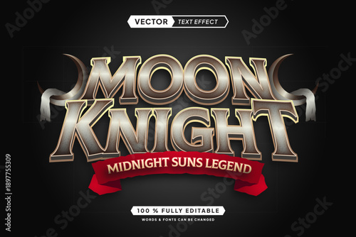Text effect editable moon knight 3d gaming cartoon font style