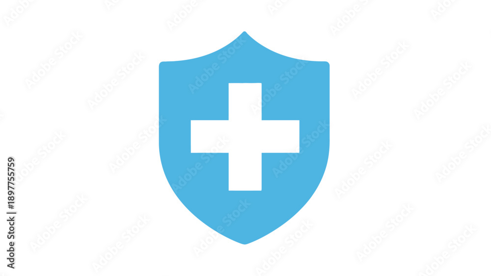 Fototapeta premium Blue shield with white cross symbol.