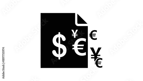 Currency Symbols on Black Document.