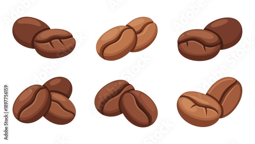Roasted coffee beans on white background.