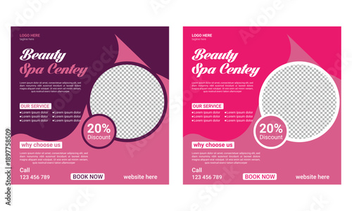 Beauty spa salon social media posts banner and Instagram post template design