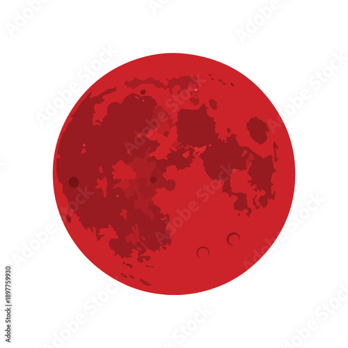 Red Moon Vector Illustration Isolated on White Background