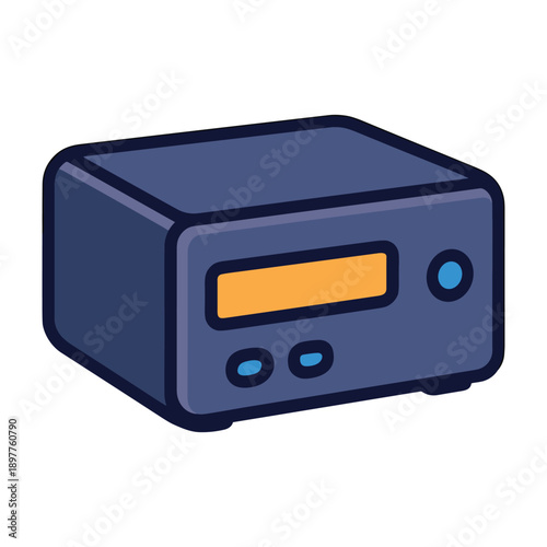 Electronic radio receiver with digital display flat vector