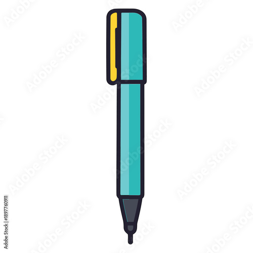 Blue marker pen with cap flat vector