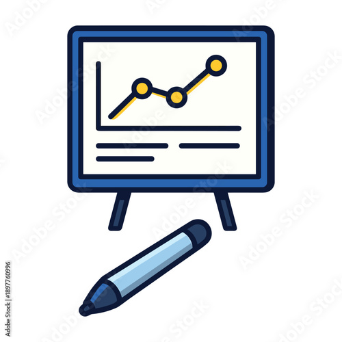 Line chart presentation with marker on easel