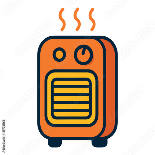 Orange electric heater with control knob