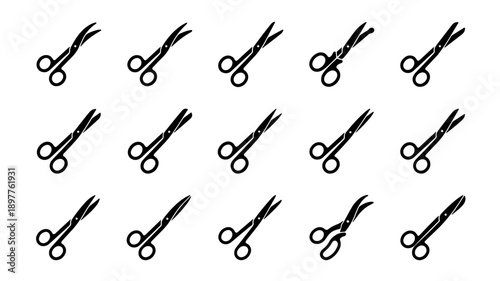 Collection of Medical Surgical Scissors Icons Vector Illustration.