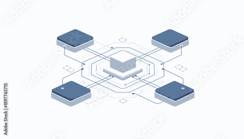 Centralized hub connected to multiple peripheral devices.