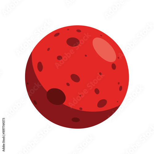 Red Craters Planet Icon Flat Vector Illustration Isolated