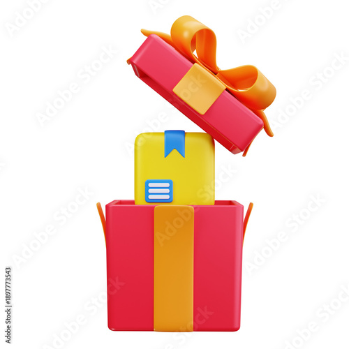 Billede på lærred 3D Coupon Gift Box Reward Voucher Icon