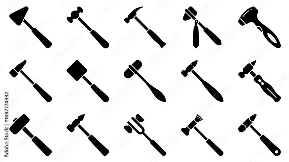 Naklejka premium Collection of Various Medical Reflex Hammers and Tools.