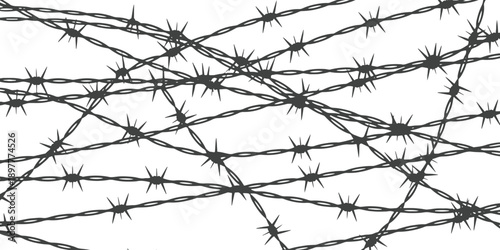 messy rusty barbed wire isolated border,Rusty barbed wire fence isolated on black background.