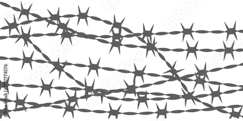 messy rusty barbed wire isolated border,Rusty barbed wire fence isolated on black background.