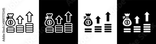 investment white icon set design