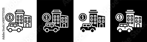 fixed asset white icon set design