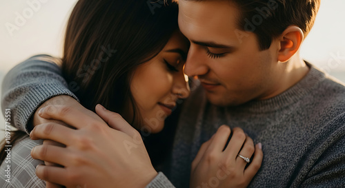 A loving couple embracing and showing affection to each other