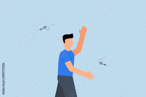 Housing deal, homeowner throws away the old house key and grabs a new one.