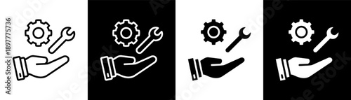 service white icon set design