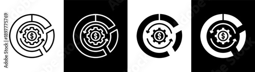 money management white icon set design