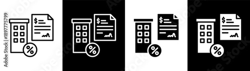 mortgage white icon set design