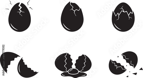 Illustrative depiction of an egg breaking into various stages of hatching and cracking open Vector