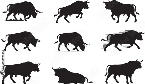 Black vector silhouettes of farm animals including cow, horse, pig, sheep, goat and other animals in a simple collection
