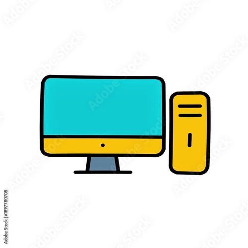 Computer PC Icon Bubble Loop Animation for Technology Background