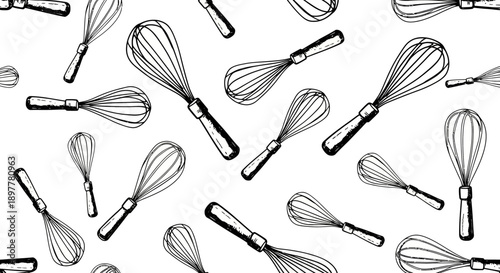 Whisks in Motion, Culinary Kitchen, Pattern Design, Fun