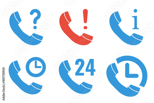 call center or help desk phone vector icons set