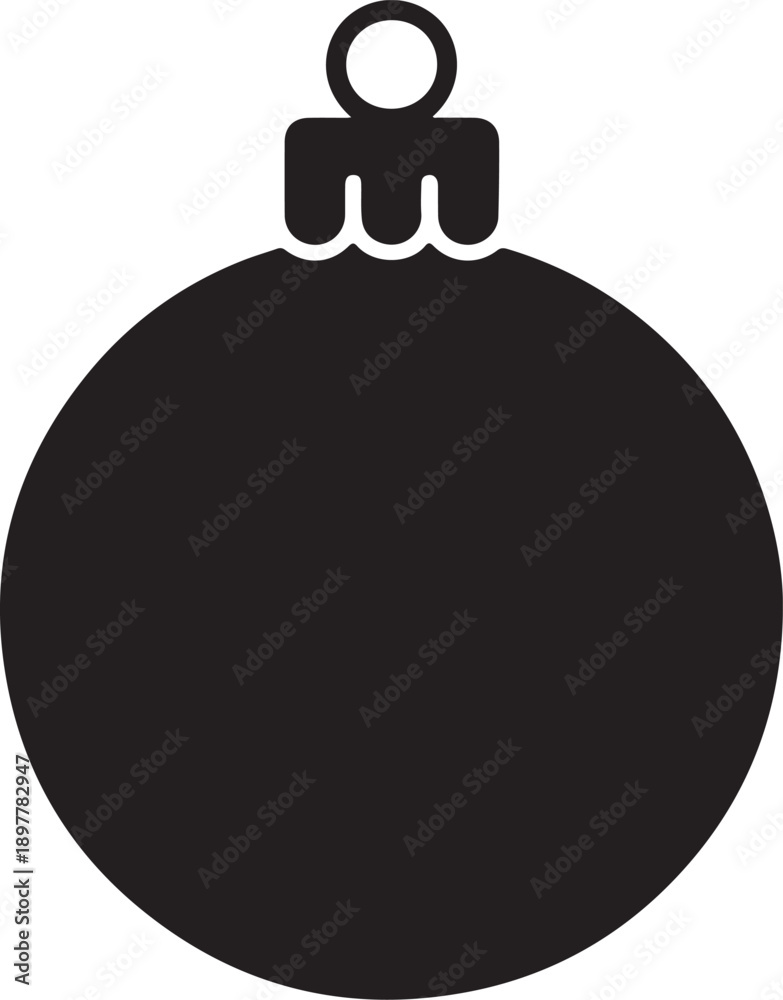 Fototapeta premium Black Christmas Ornament Icon,Minimal Holiday Decoration Symbol