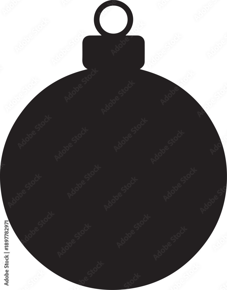 Obraz premium Black Christmas Ornament Icon,Minimal Holiday Decoration Symbol