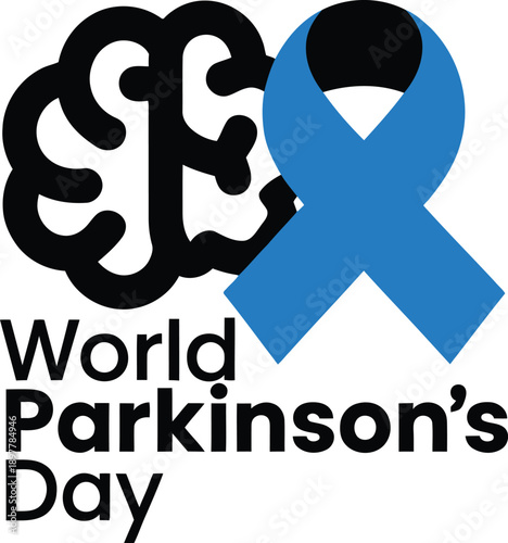 World parkinson's day awareness logo with brain and ribbon symbol