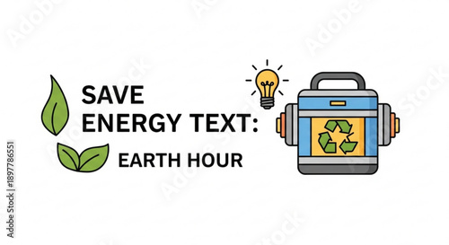 Eco friendly energy saving concept with recycling symbol and light bulb for earth hour campaign