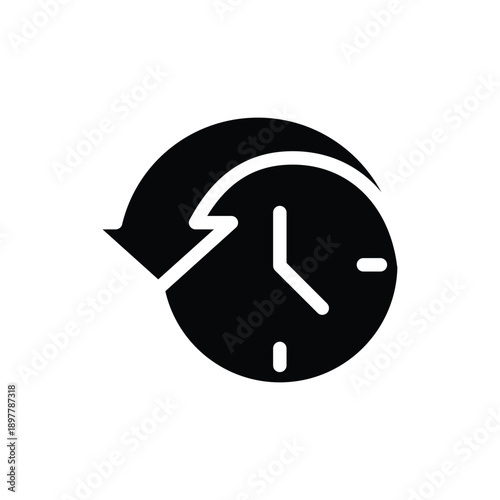 Clock with simple backward arrow solid icon vector design good for web or mobile app
